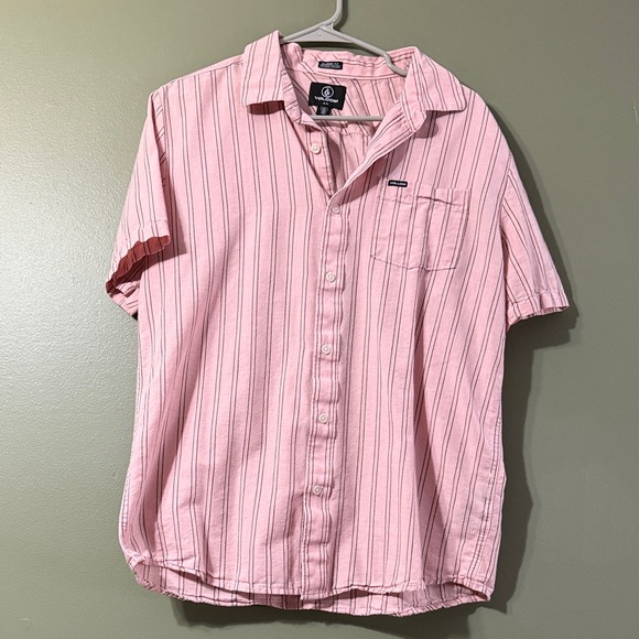 Volcom Other - Volcom Men's Pink Striped Button Down Shirt